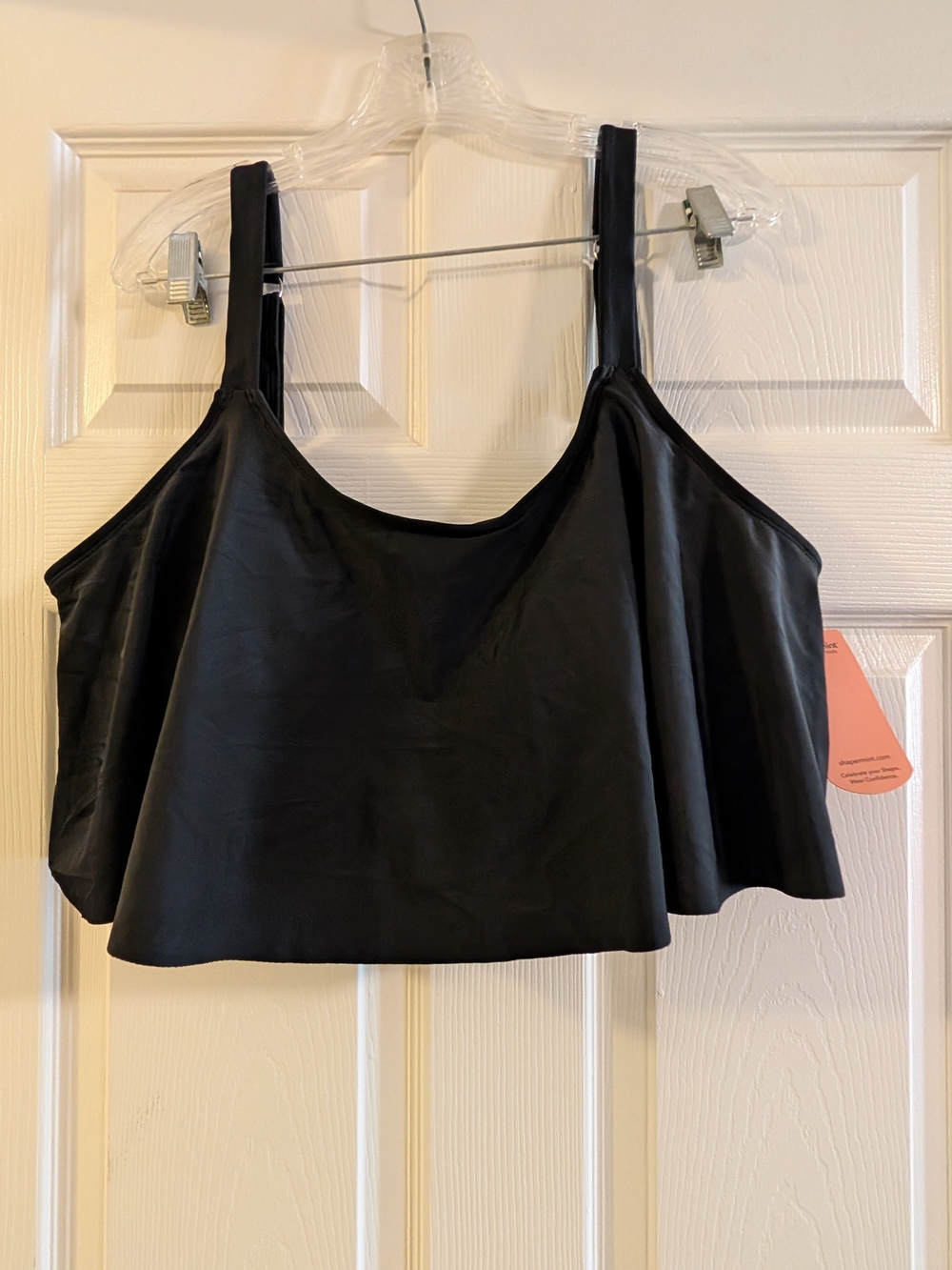Shapermint Black Flounce Swim Bikini Top NWT